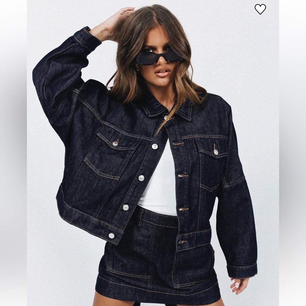NWT Princess Polly Hughes Dark Wash Denim Jacket Size 2